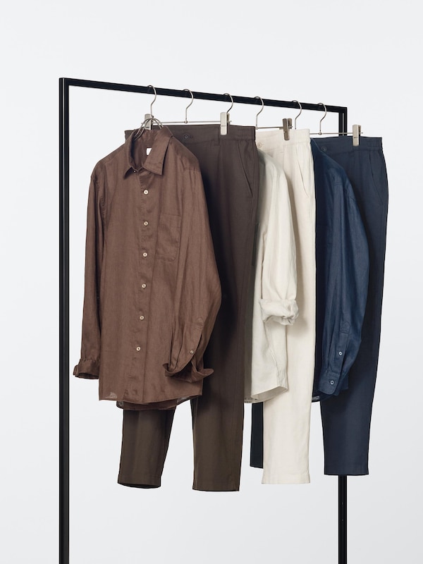Брюки relaxed из смеси льна Uniqlo, 57 olive — фото 2