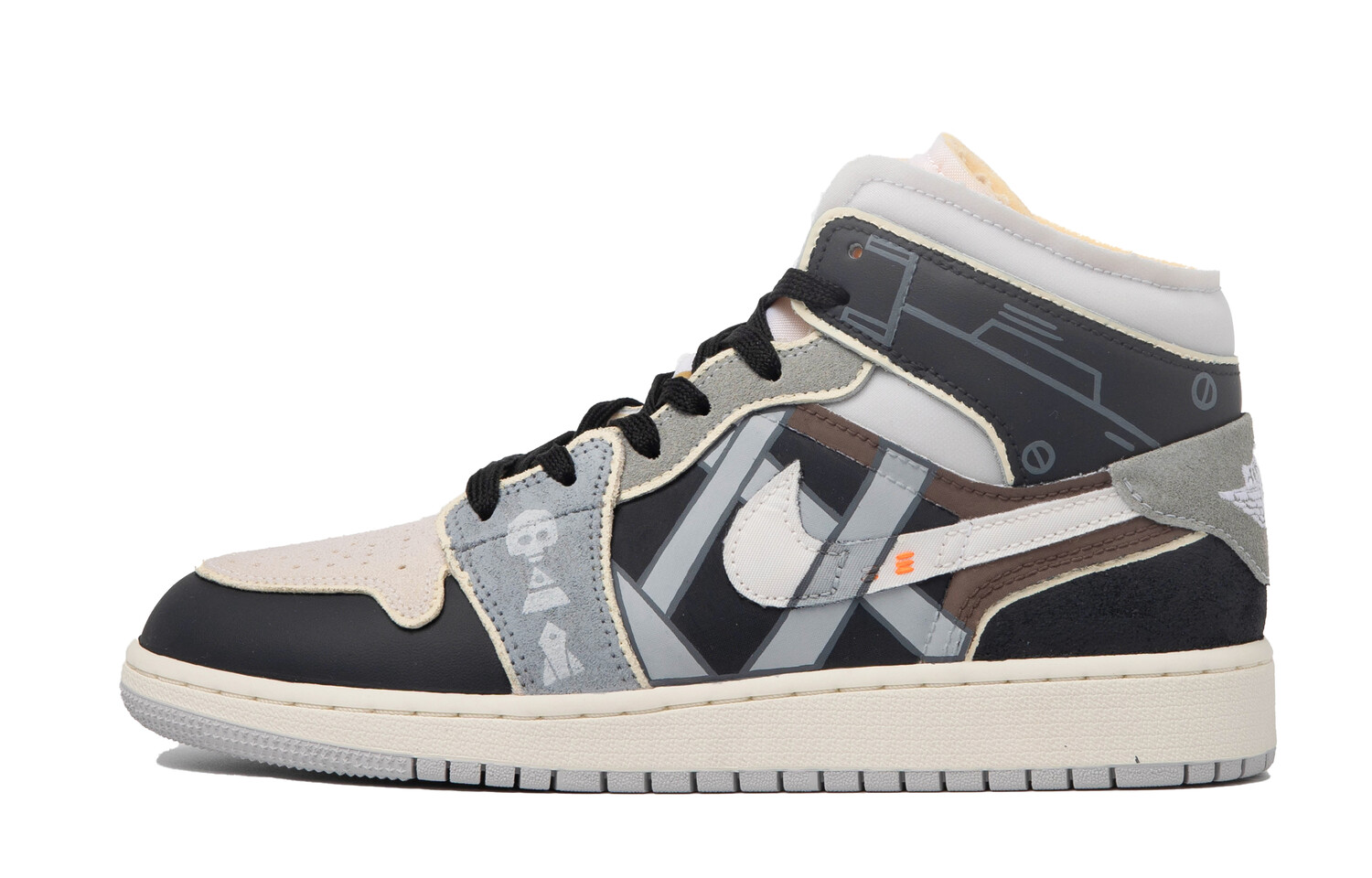 

Кроссовки Air Jordan 1 Vintage Basketball Shoes Women's High-top Black/grey/beige, черный/серый