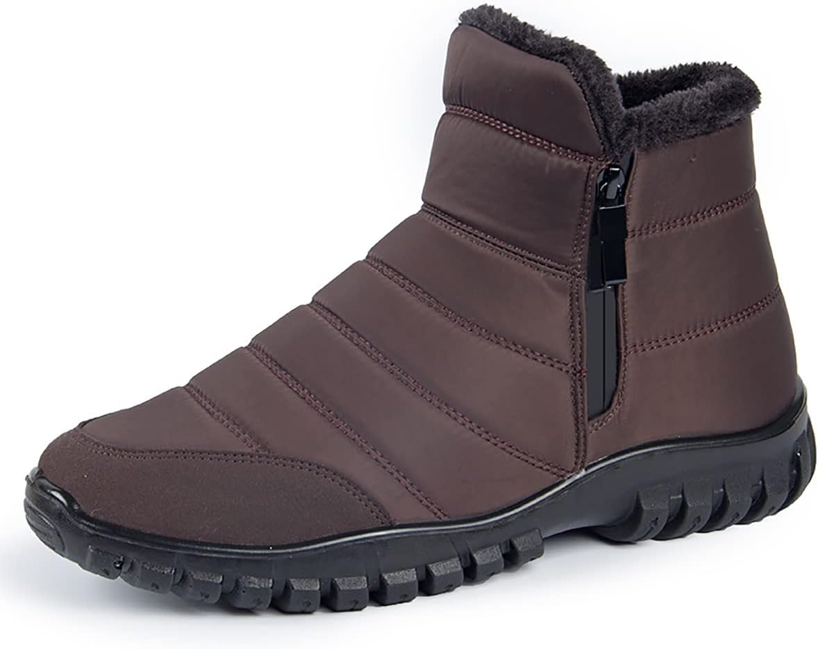 

Водонепроницаемые теплые хлопковые ботинки на молнии для мужчин XIRUJNFD, снегоступы для мужчин, водонепроницаемые ботинки на щиколотку для мужчин, коричневый