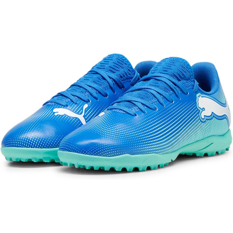 Футбольные бутсы для игры на хард Future 7 Play TT JR Puma, цвет hyperlink blue-mint-puma white — фото 3