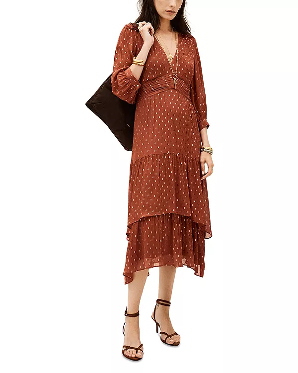 

Платье миди Maia с плиссированной талией Ba&Sh, красный