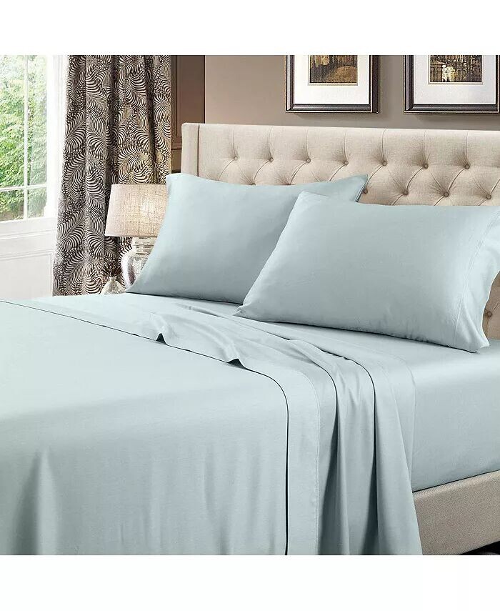 

Комплект простыней из цельного хлопка плотностью 600 нитей, Twin XL Egyptian Linens, синий