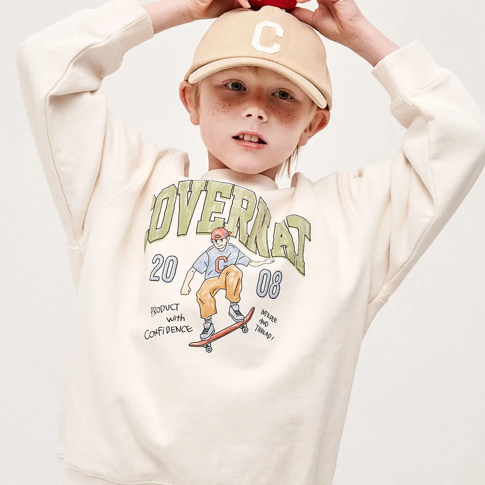 Детский свитшот Arch Logo Skater цвета айвори от Covernat Kids