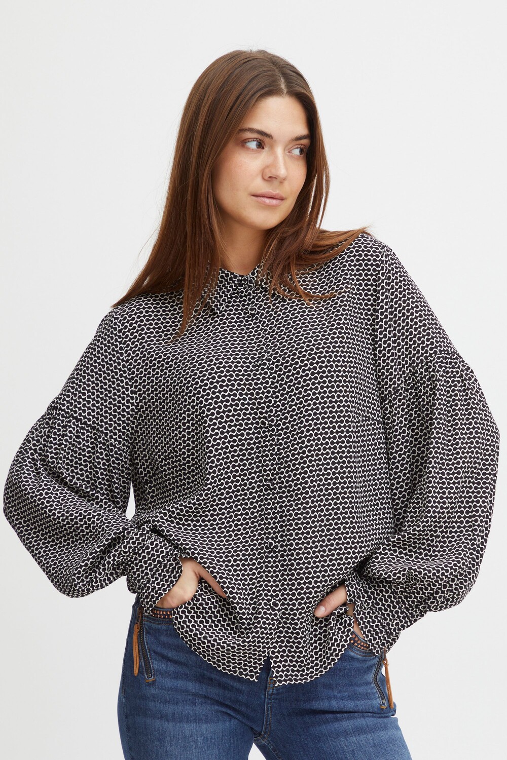 

Блуза PULZ Jeans Langarm PZSAVINO Shirt, черный