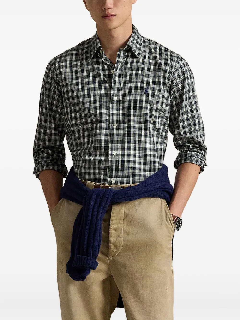 

Клетчатая рубашка с вышитым логотипом Polo Ralph Lauren, зеленый