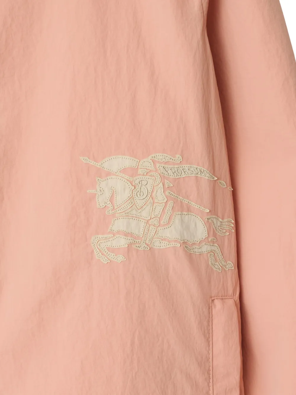 Куртка с капюшоном и принтом Equestrian Knight BURBERRY KIDS, розовый — фото 3