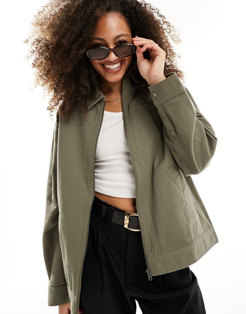 

Твиловая куртка хаки ASOS DESIGN