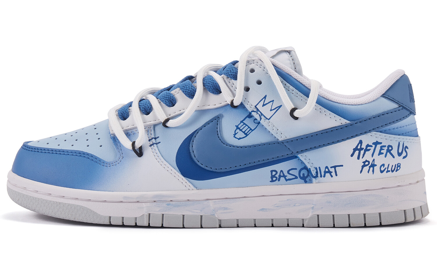 

Кроссовки Nike Dunk Skateboarding Shoes Men Low-top White/Royal Blue/Fern Green, синий