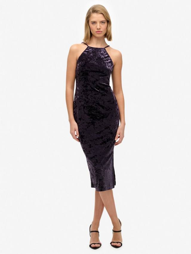 

Велюровое миди-платье с кружевной спинкой Superdry, Mulled Grape