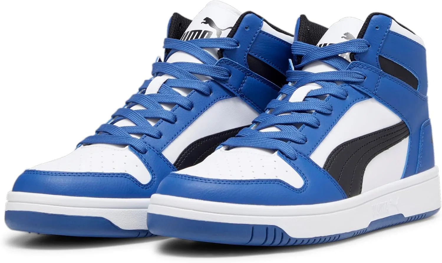 Кроссовки баскетбольные PUMA, Rebound Layup Mid, Puma White-Puma Black-Clyde Royal — фото 2