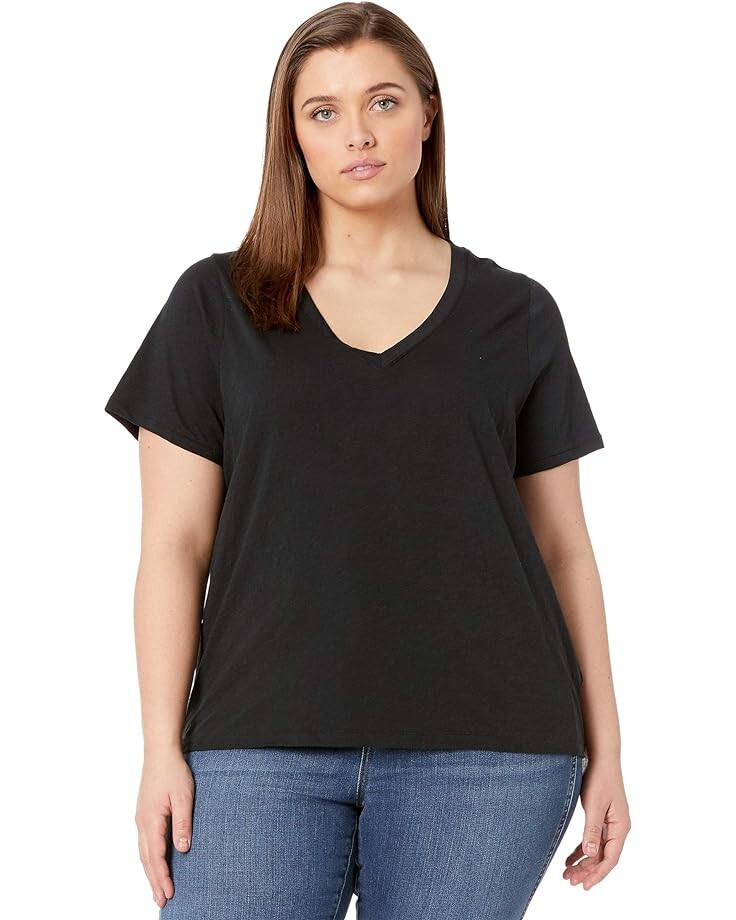 

Футболка Madewell Plus Whisper Cotton V-Neck, цвет True Black