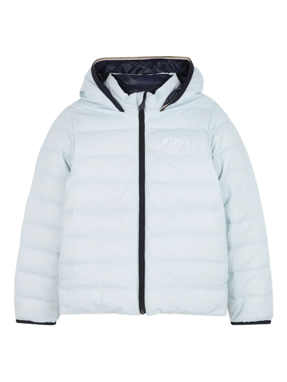 

Двусторонний пуховик с капюшоном BOSS Kidswear, синий