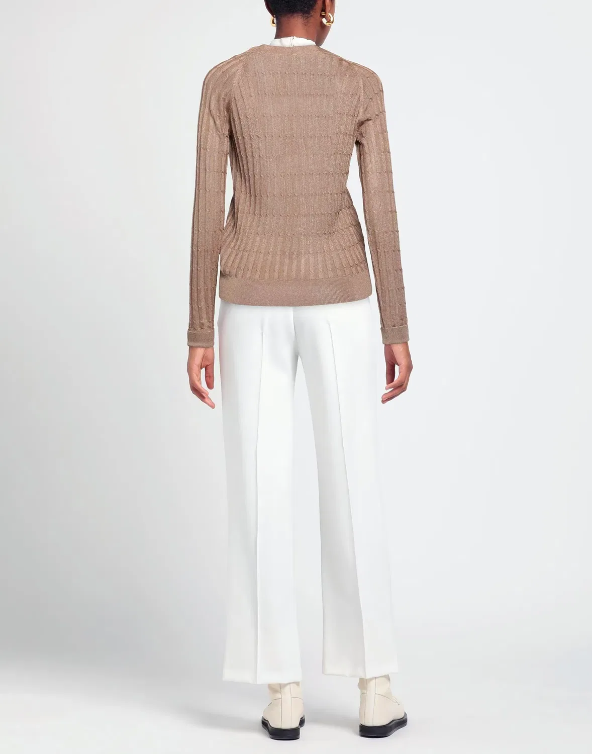 Кардиган ribbed light brown SAINT LAURENT — фото 3