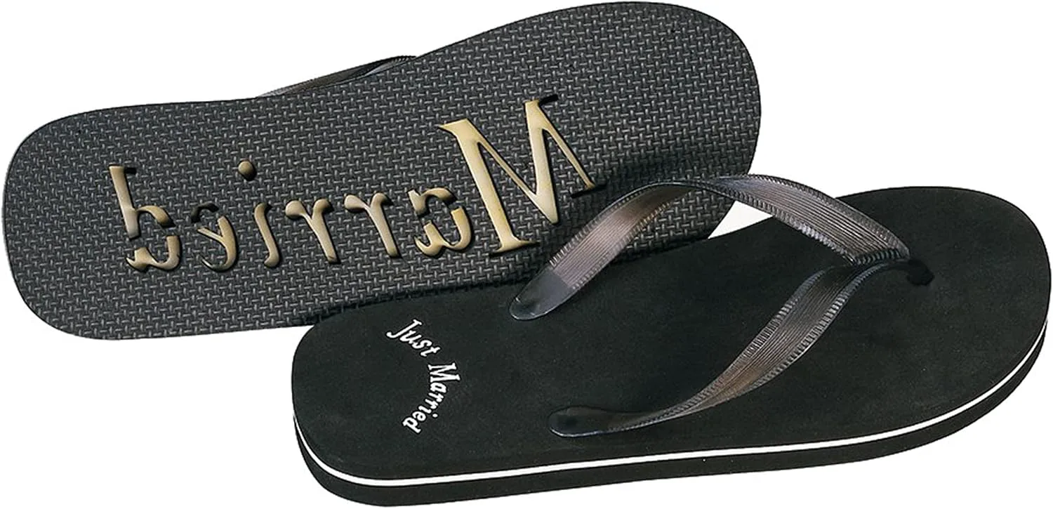 

WEDDINGSTAR Сандалии на свадьбу Just Married - черно-белые сандалии для медового месяца, черный