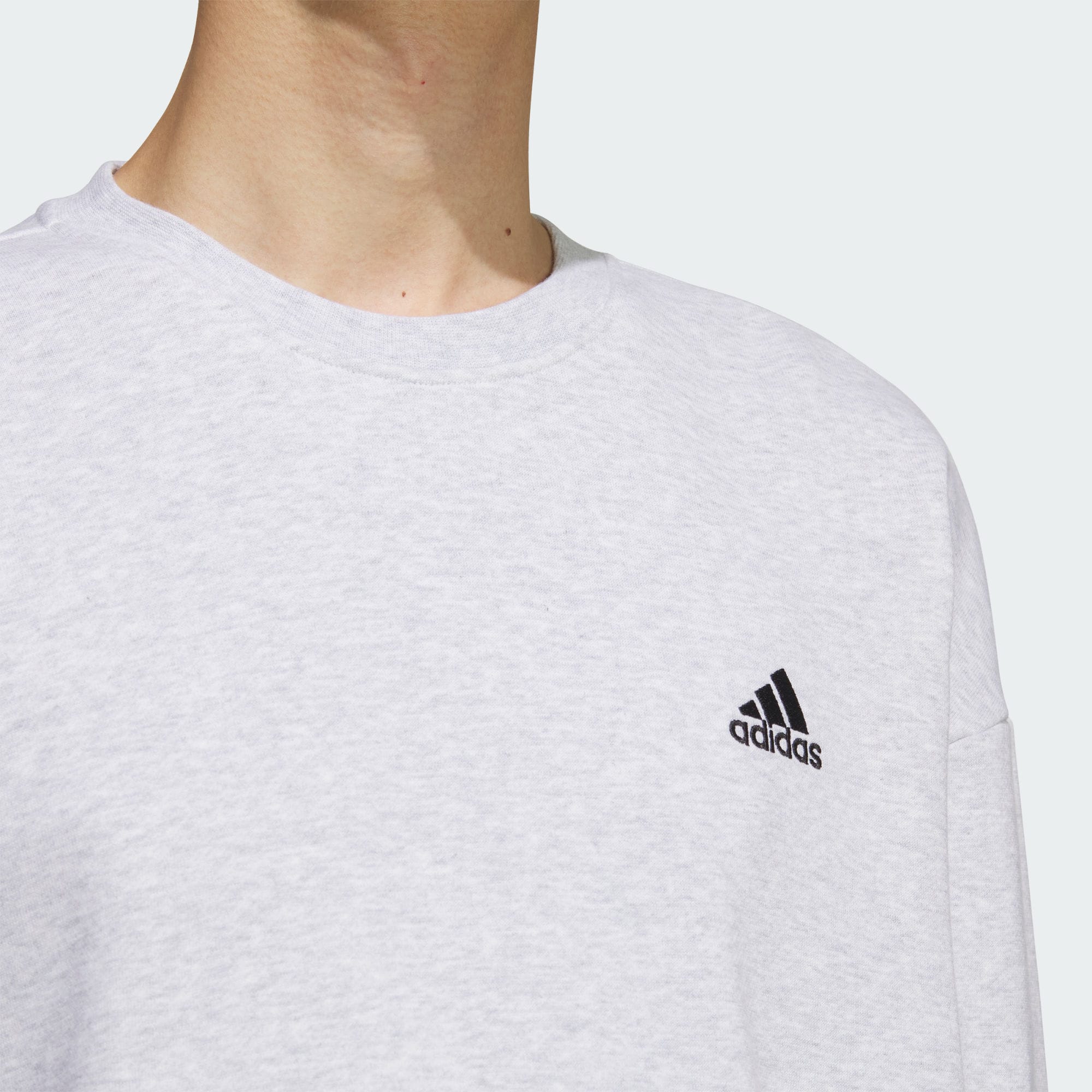 Французский велюровый свитшот Adidas Унисекс Светлый серый меланж — фото 3