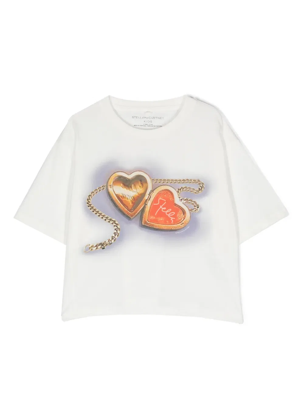 Хлопковая футболка с графическим принтом Stella Mccartney Kids, белый