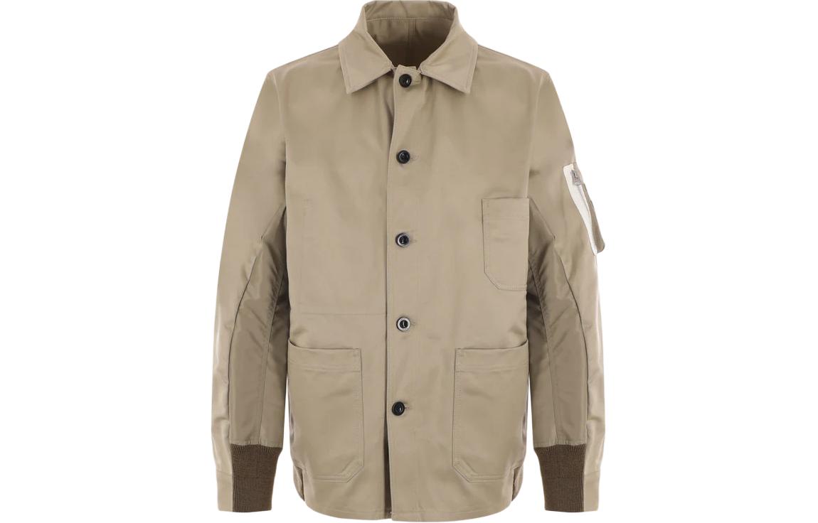 

Sacai Панельная рубашка-куртка из твила, Brown