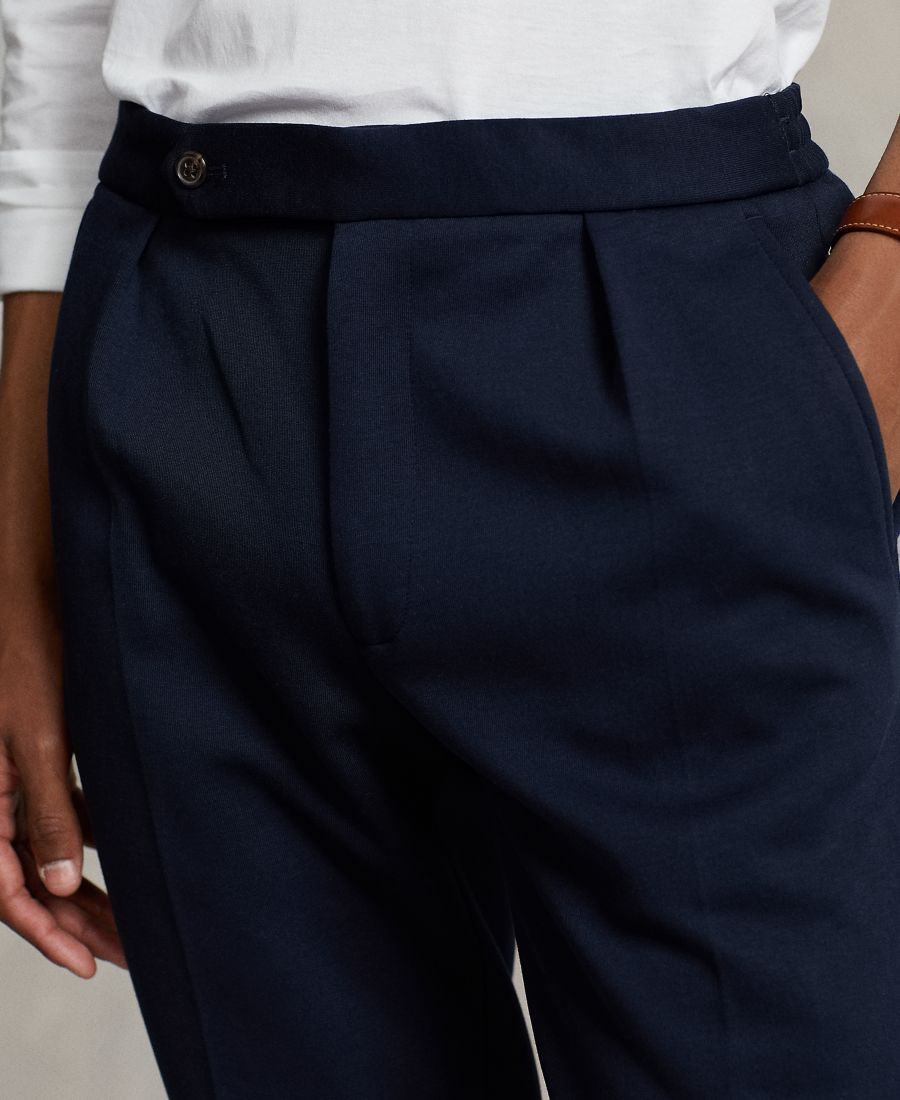 Мужские плиссированные брюки из двойной вязки Polo Ralph Lauren, Aviator Navy — фото 3
