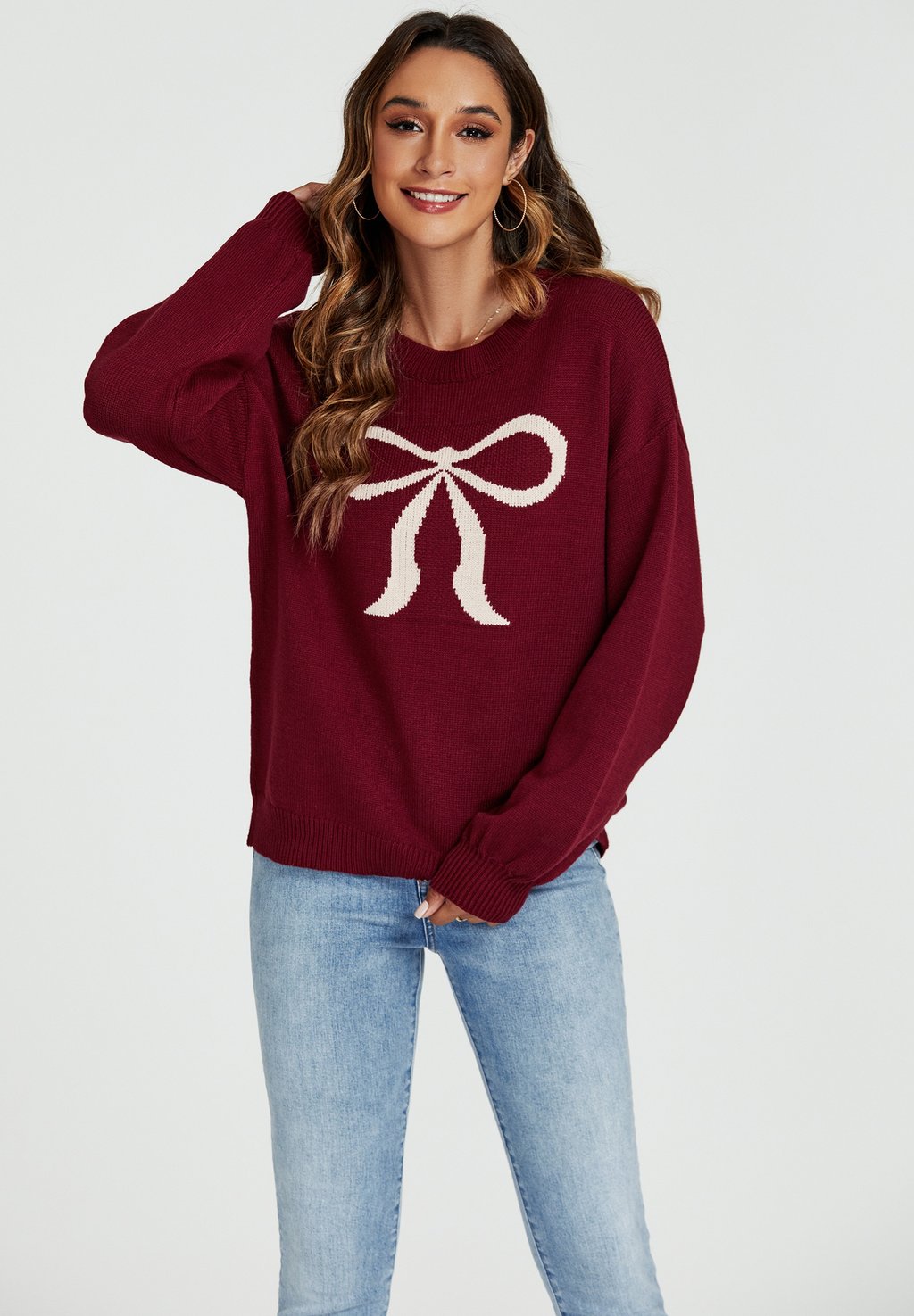 

Джемпер BOW PATTERN FS Collection, темно-красный