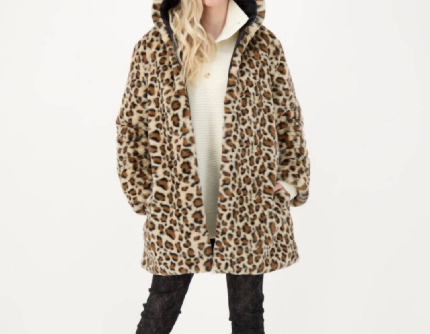 

Двустороннее пальто с капюшоном из гепарда Gabby Isabella, цвет cheetah
