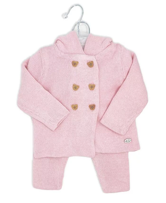 Вязаный комплект из 2 предметов: кофточка и штаны для девочек Rock-A-Bye Baby Boutique, розовый — фото 3