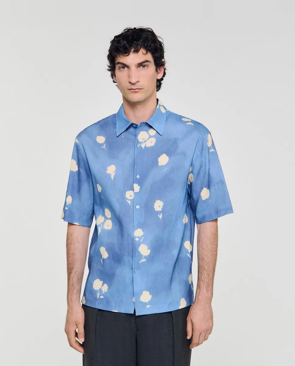 

Мужская рубашка с цветочным принтом Sandro, синий