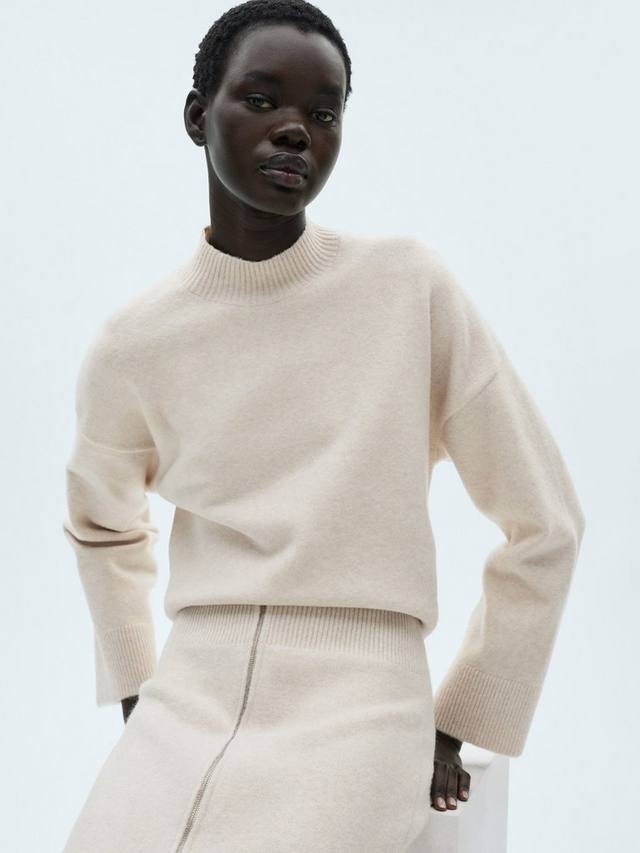 

Джемпер rebecca с высоким воротом Mango, бежевый