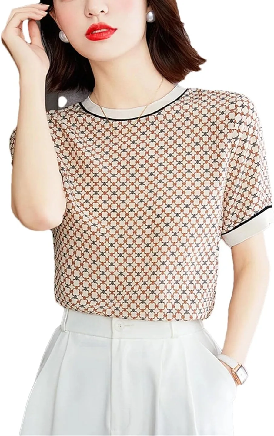 

Женская футболка с круглым вырезом и коротким рукавом в ретро-стиле