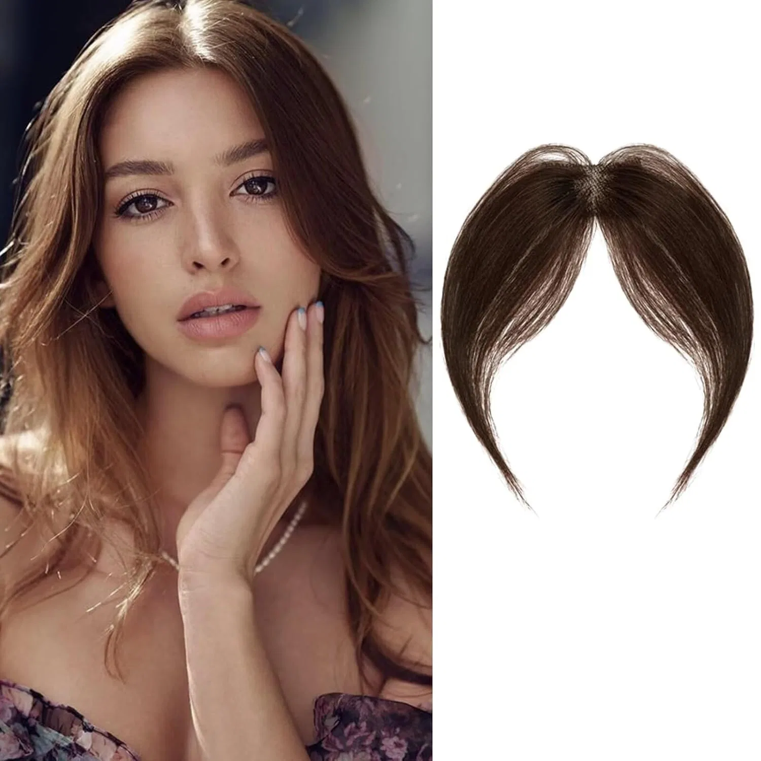 Накладная челка на заколках из натуральных волос от RUNRAYAY Runrayay, Light Brown