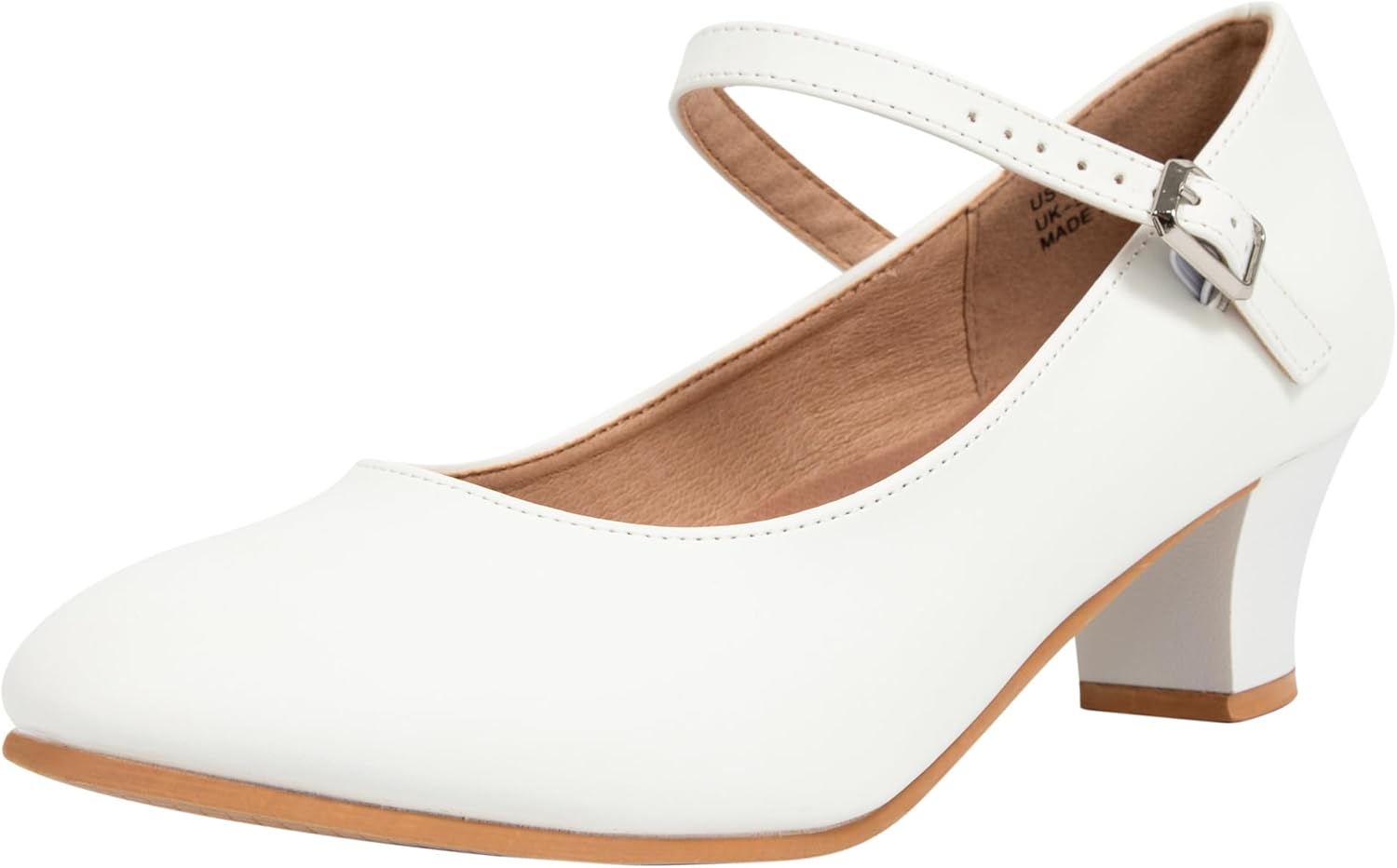 

Женские танцевальные туфли Linodes с ремешком на щиколотке из искусственной кожи, каблук 1,55''-UPD, белый