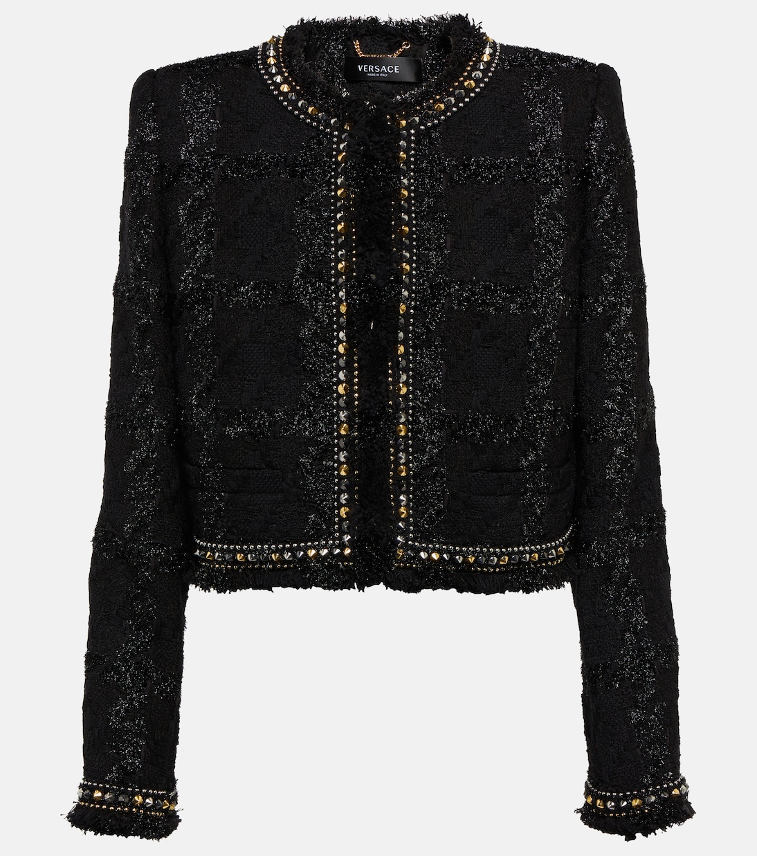 

Украшенный твидовый пиджак Versace, черный