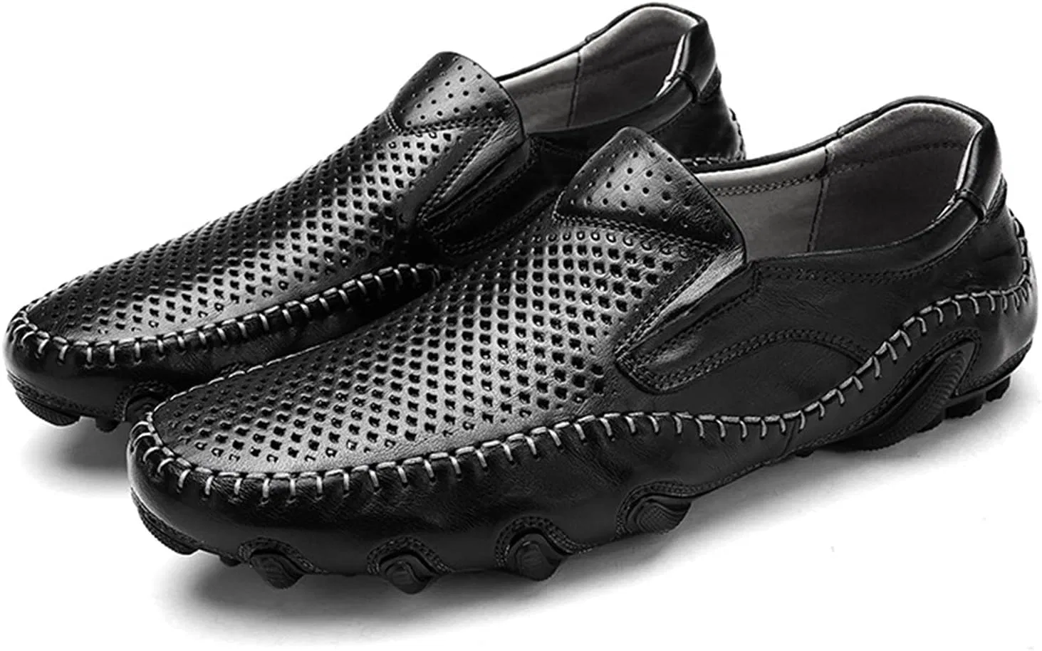 Лоферы кожаные дышащие Black Perforated — фото 4