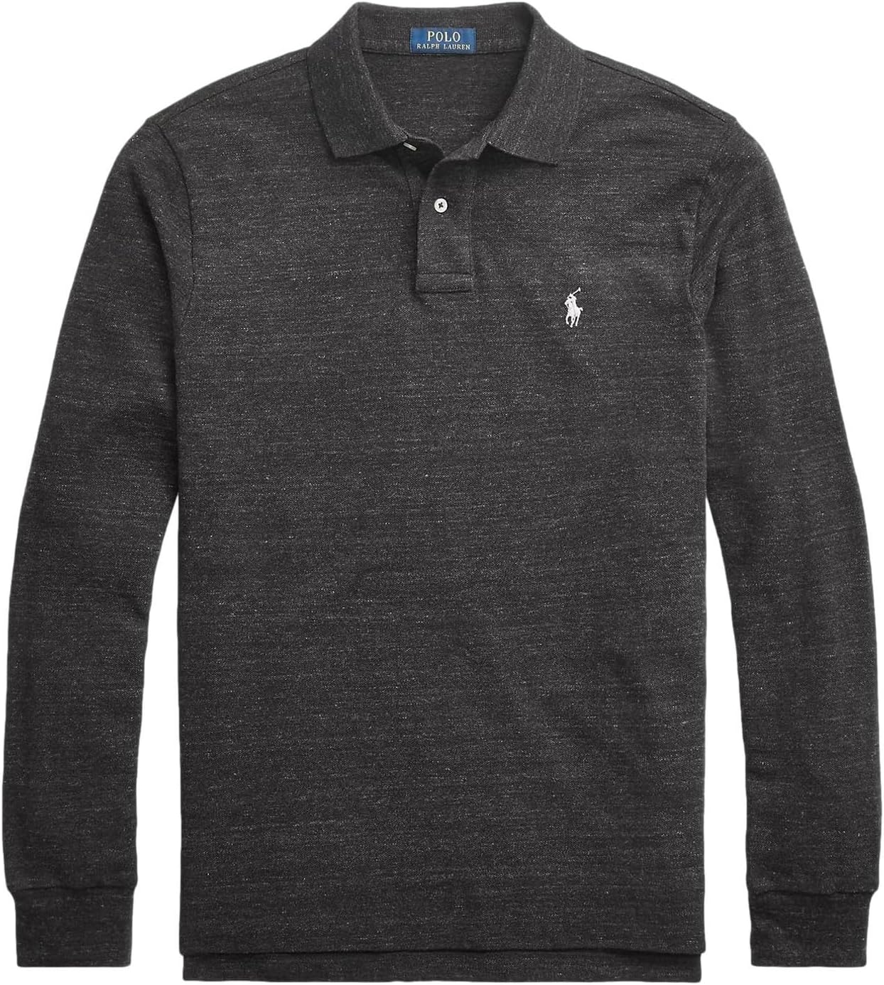 Polo Ralph Lauren классический крой длинный рукав мягкий поло, Black Marble Heather