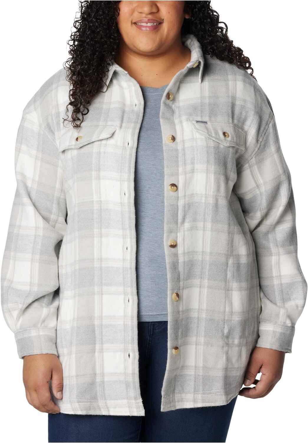 

Рубашка Columbia Plus Size Calico Basin Shirt Jacket, цвет Sea Salt Buffalo Ombre