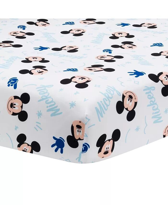 

Белая простыня для кроватки Disney Baby Forever Mickey Mouse Lambs & Ivy, белый