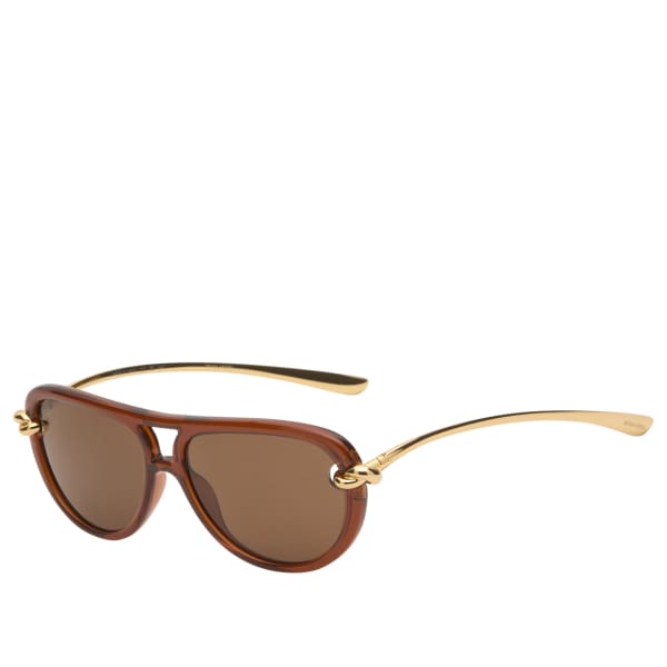 

Солнцезащитные очки Bottega Veneta BV1418S New Knot Bottega Veneta Eyewear, коричневый, золото & коричневый