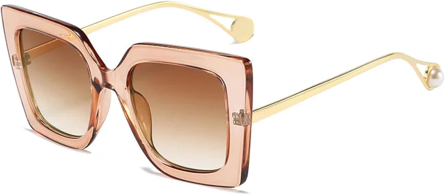 

Модные солнцезащитные очки «кошачий глаз» для женщин и мужчин, с градиентными линзами, из сплава металла, класса люкс, с защитой от УФ-излучения UV400 TKKTLLT, Tea Tea