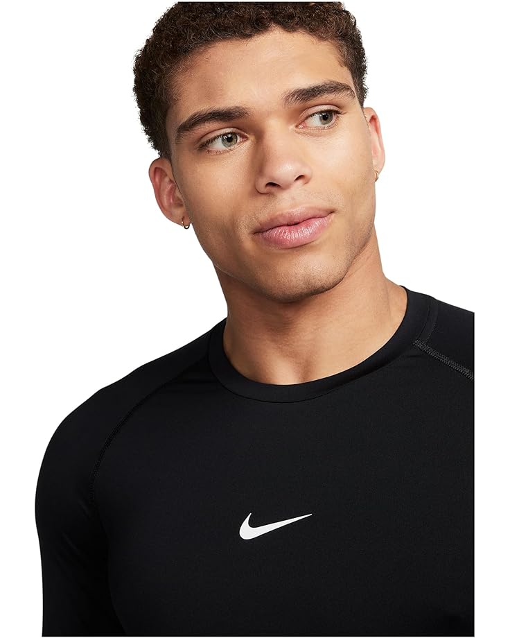 Топ Nike Pro Dri-fit Slim Long-sleeve Fitness Top, черный/белый — фото 3