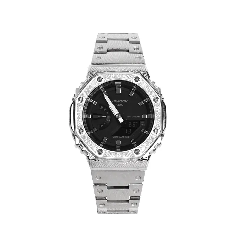 

CASIO Часы Retrofit Series Quartz Movement Stainless Steel Watchband Watch Unisex Black Dial, Vintage carved mahogany