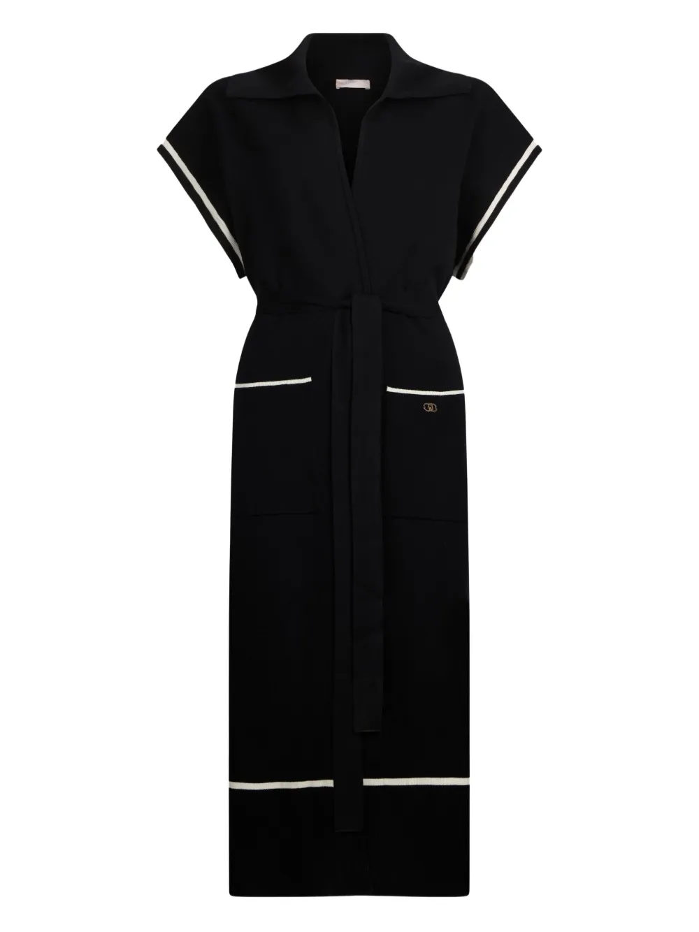 

Платье миди с поясом и логотипом LIU JO, черный