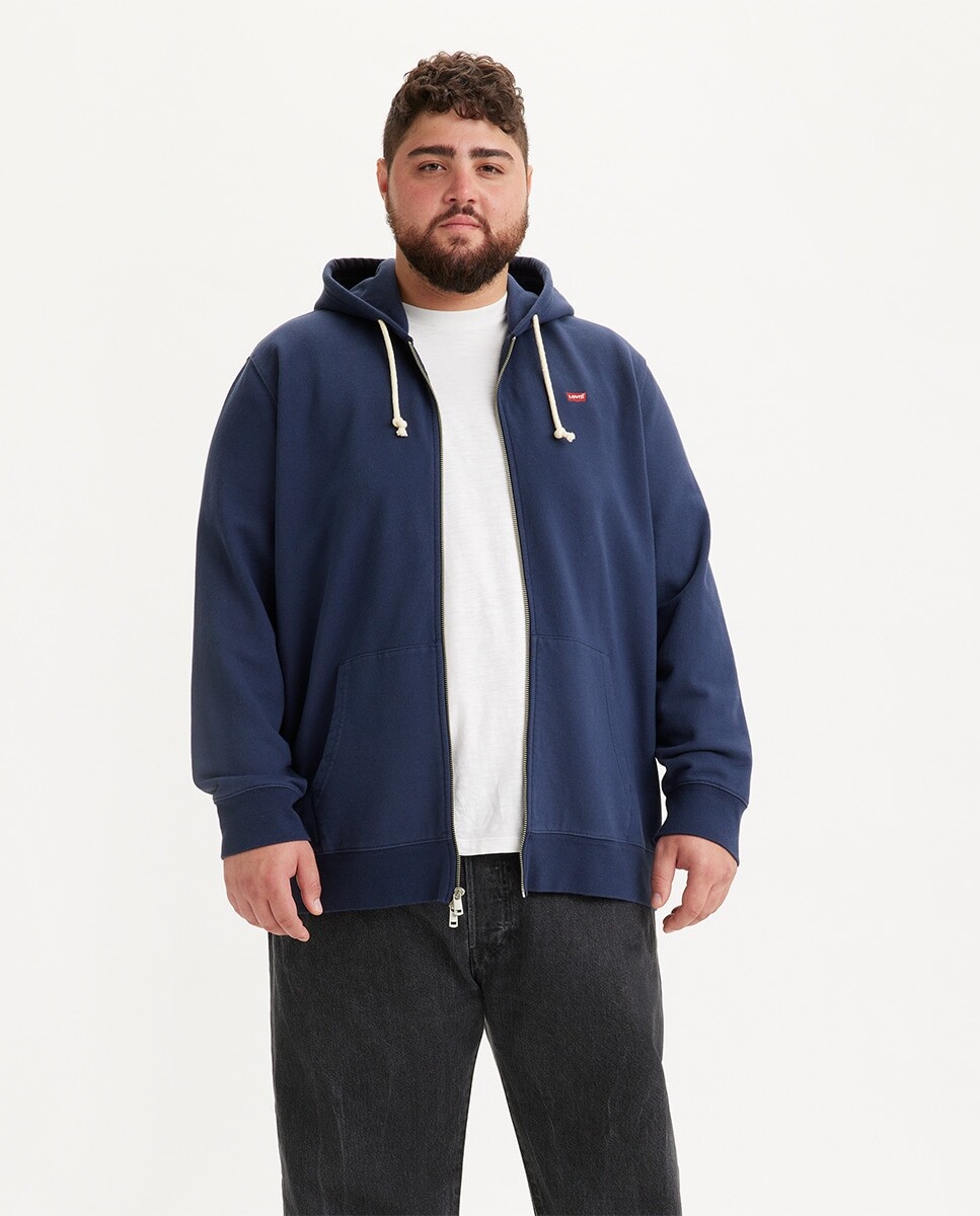 

Синяя мужская толстовка с капюшоном и молнией, большие размеры Levi's, темно-синий