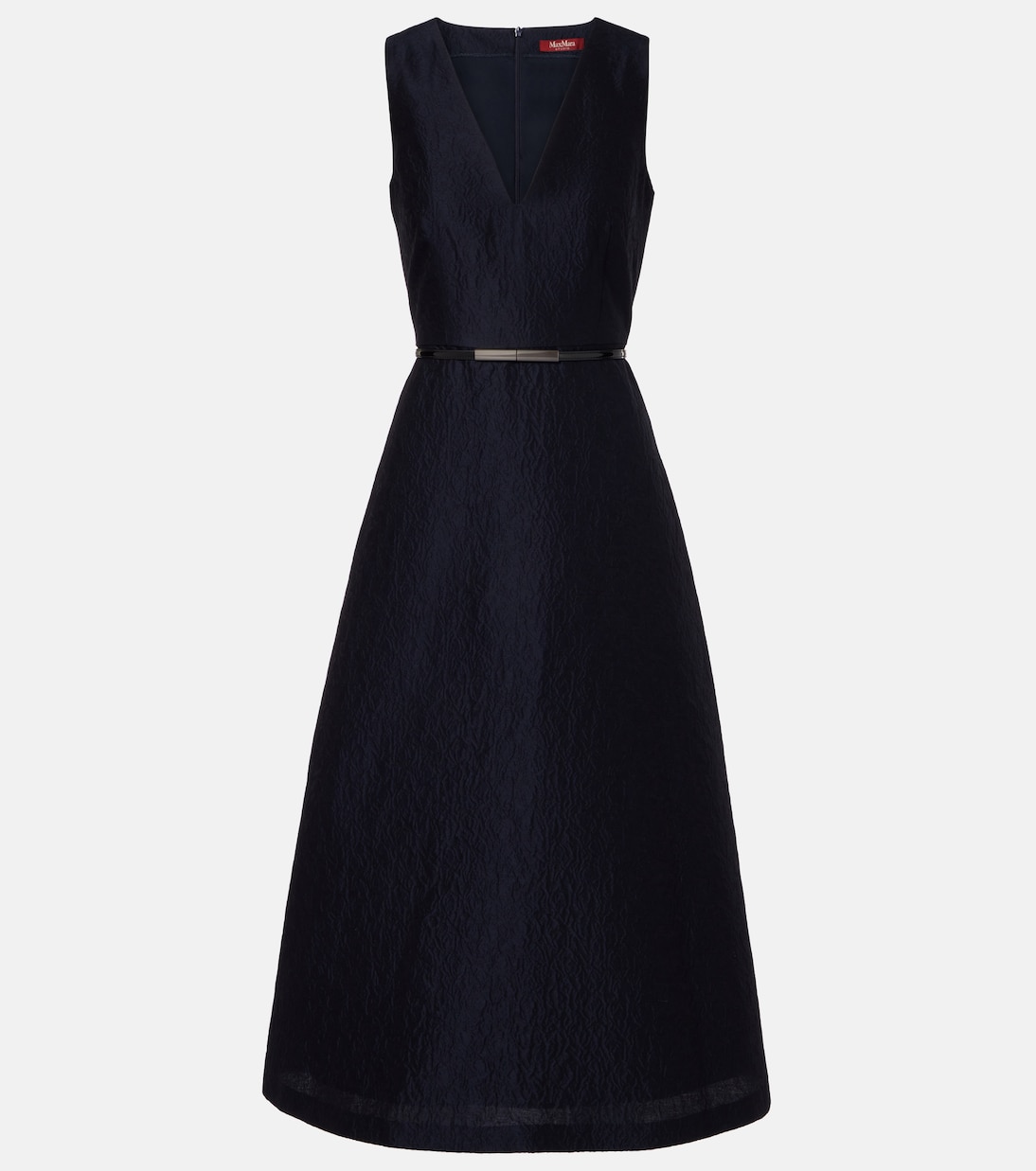

Лионское платье миди из хлопка и шелка с эффектом клоке Max Mara, Blu Notte