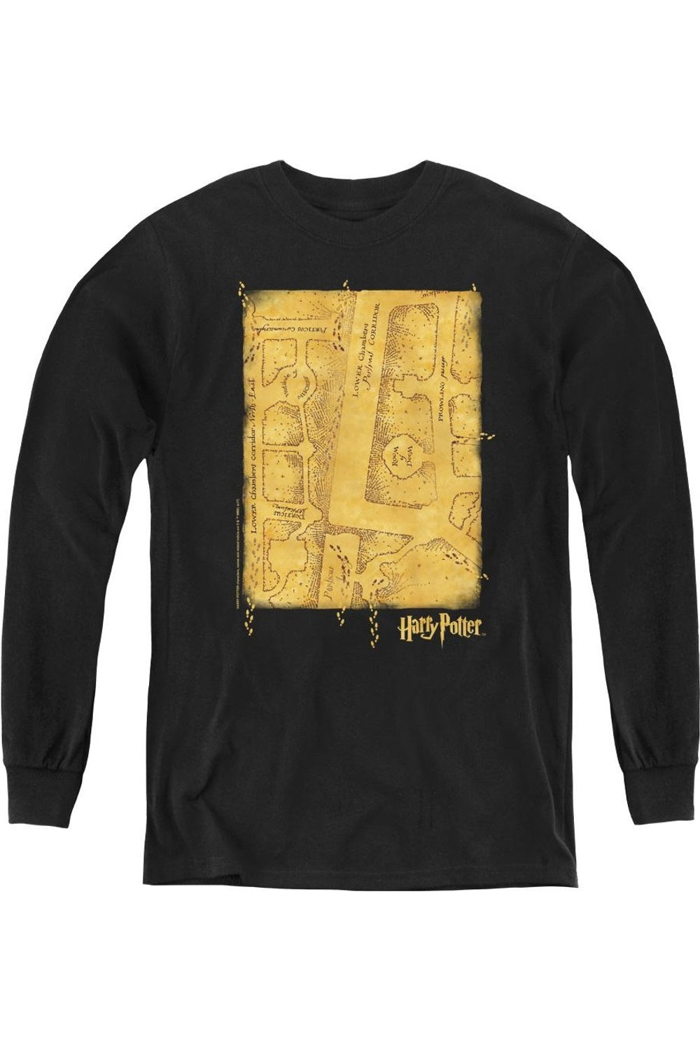 

Футболка с длинным рукавом для подростков с принтом "Карта мародеров" из Гарри Поттера Gildan, черный