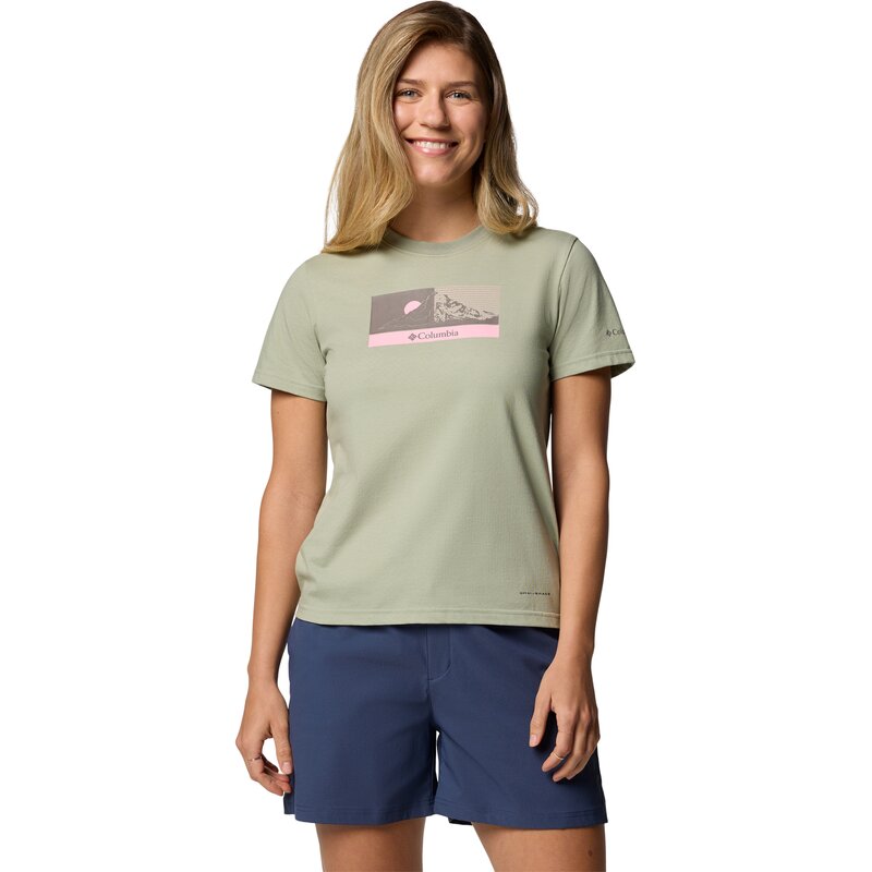 

Рубашка с коротким рукавом и принтом «дельта-дрифт» Columbia, цвет safari, linear peakscape