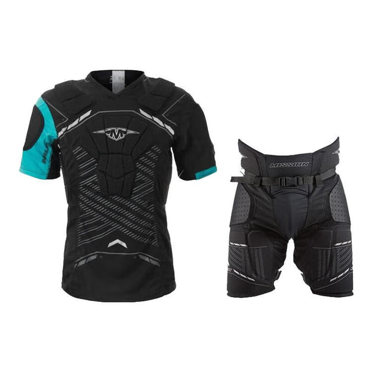 

He Jiagong Защитная экипировка для хоккея на льду MISSION, детский нагрудник для роликового катания и хоккея, антиударные штаны, взрослый комплект [защита груди и бедер] SR L