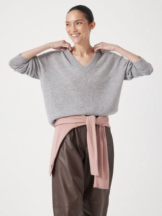 

Свитер с v-образным вырезом из кашемира Scarlett HUSH, Grey Marl