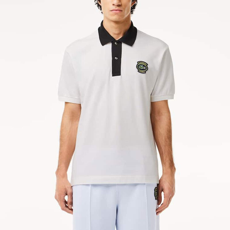 Рубашка поло мужская белая/черная Lacoste, белый/черный — фото 2