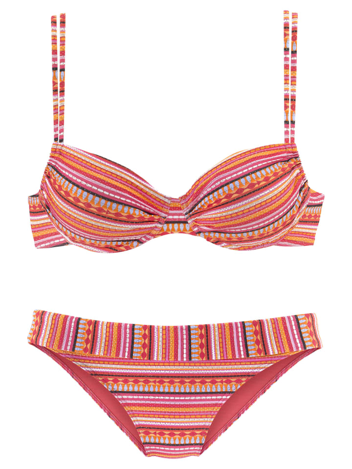 

LASCANA Бикини на косточках в оранжевую полоску, Оранжевый, LASCANA Бикини на косточках в оранжевую полоску