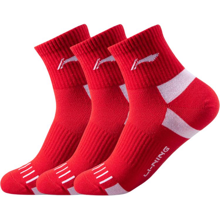 

Носки Li-Ning Cotton, Polyester, Elastane, унисекс, 3 пары, устойчивые к истиранию, дышащие, red+red+red