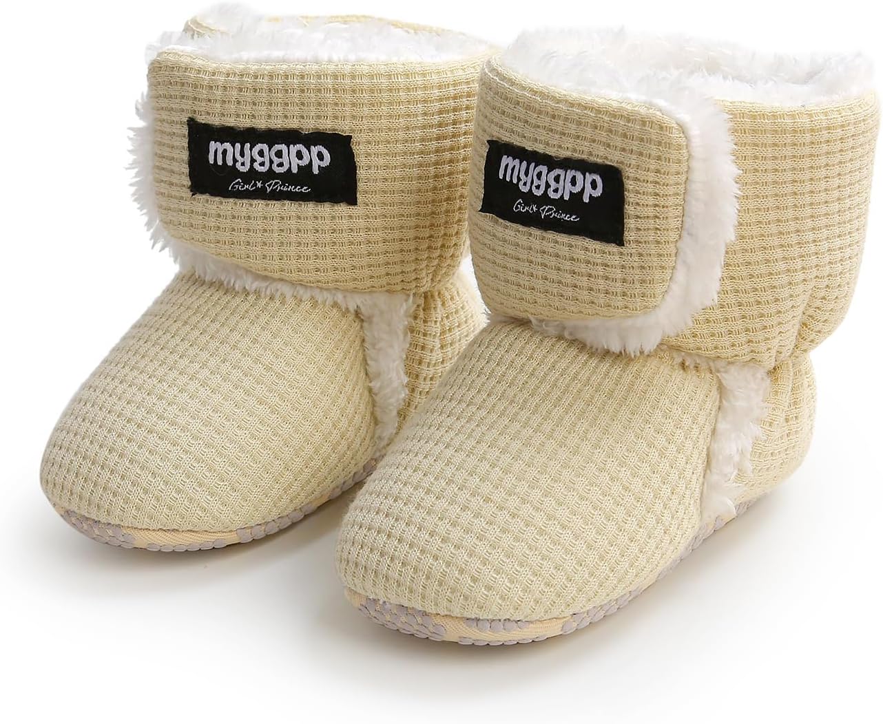 

Детские зимние ботинки для мальчиков и девочек, теплые флисовые снежные сапожки с носочками, для новорожденных, нескользящие Purepips, Beige